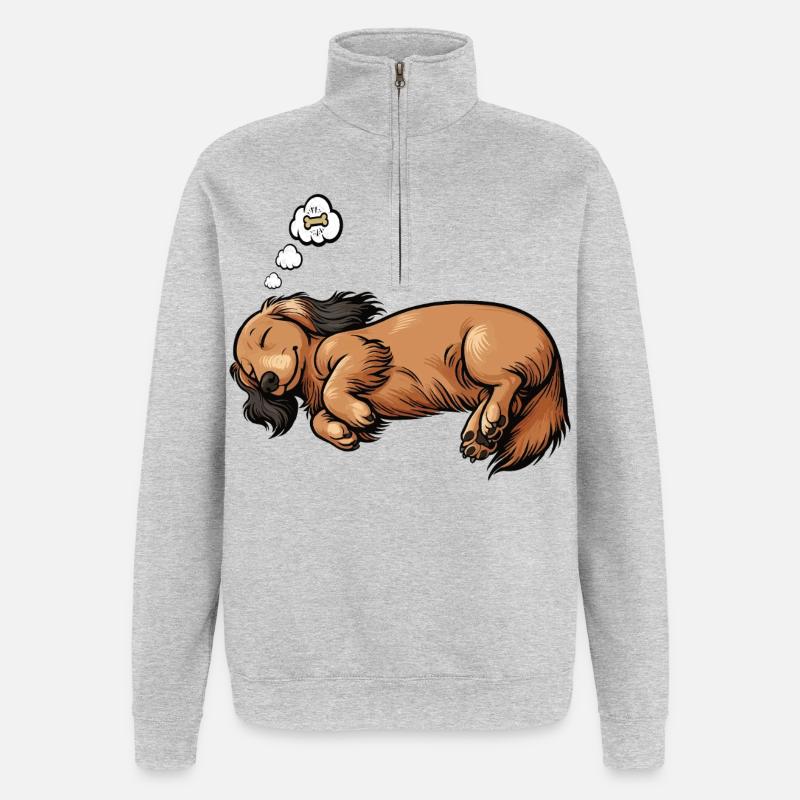 Long-haired Dachshund Dachshund Holder Dachshund Tekkel - Quarter-Zip Sweatshirt - heather grey