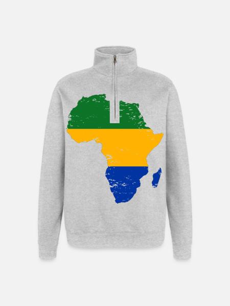 Gabon_Flagge_Afrika_used - Quarter-Zip Sweatshirt - heather grey