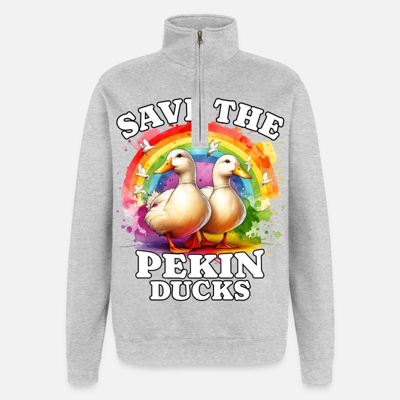 Peking duck Save Pekin Duck - Quarter-Zip Sweatshirt - heather grey