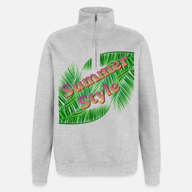 Summer style with palm trees - Quarter-Zip Sweatshirt - heather grey