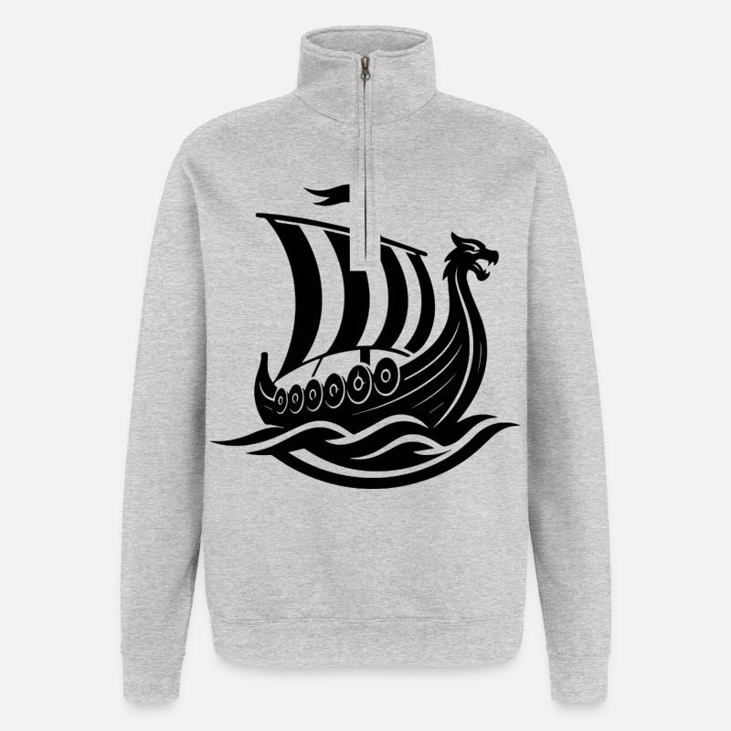 Wikingerboot - Quarter-Zip-Sweatshirt - Grau meliert