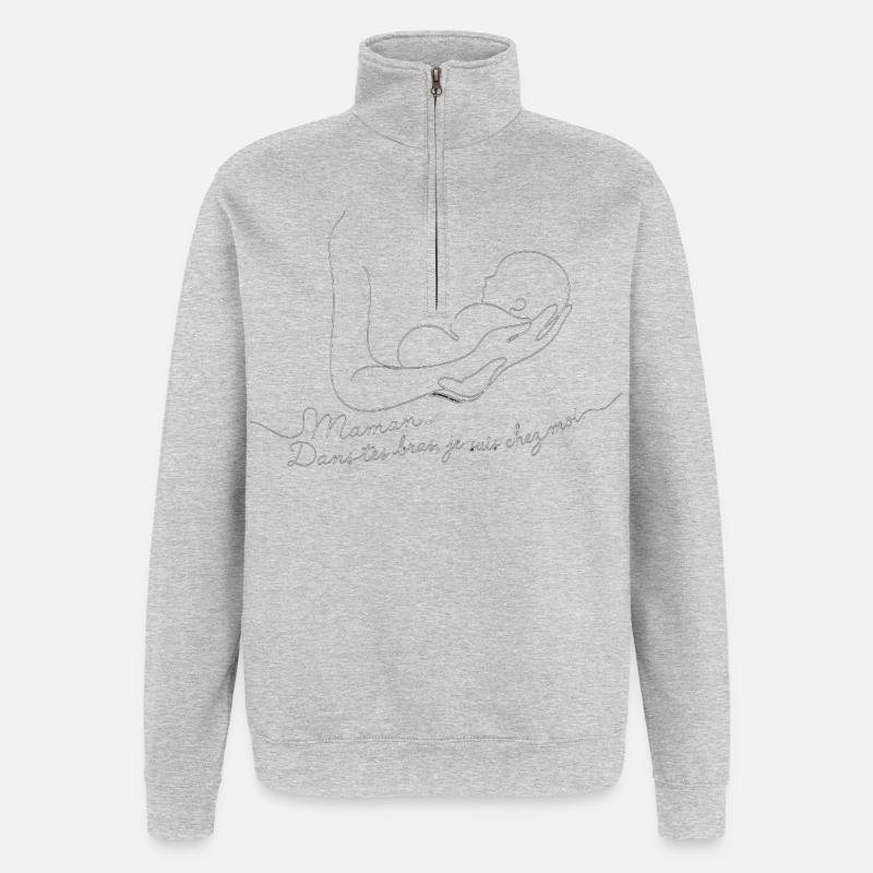 Amour Maternel: Dans tes Bras - Sweat à zip 1/4 - gris chiné