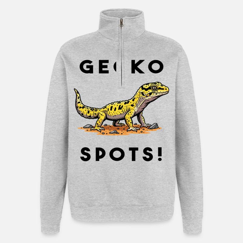 Gecko Leopard Bask Lezard Terrarium - Sweat à zip 1/4 - gris chiné