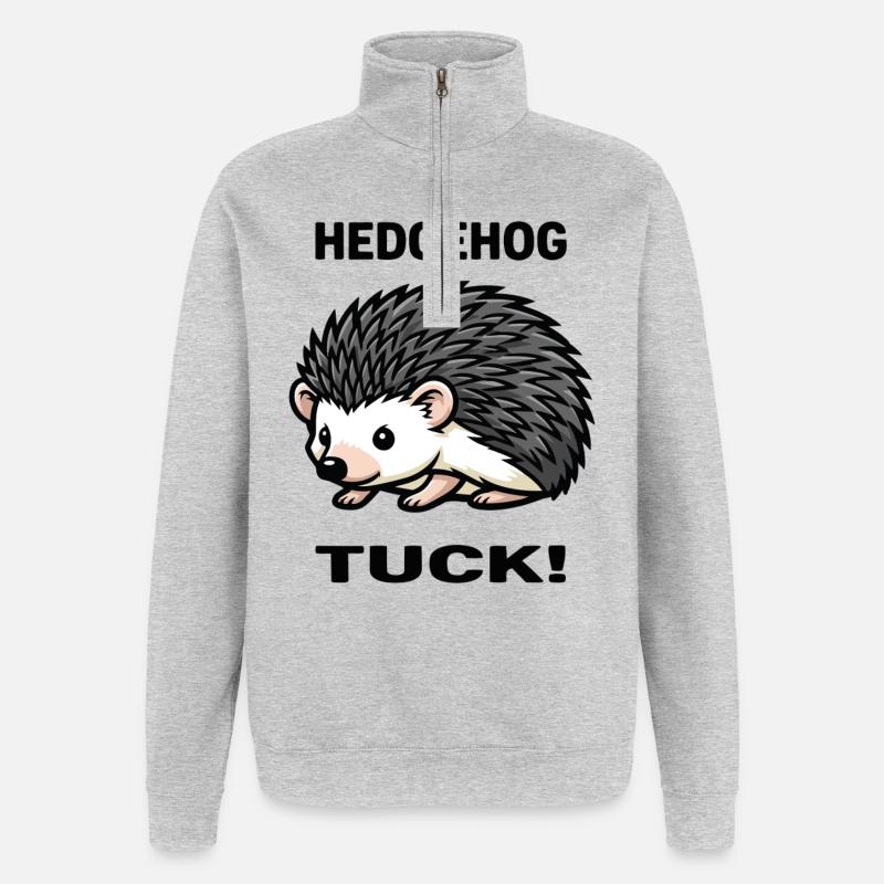 Igel-Igel-Igel-Dornengarten - Quarter-Zip-Sweatshirt - Grau meliert