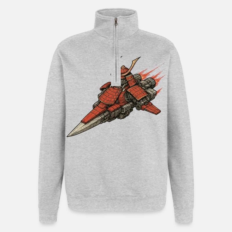 Vaisseau spatial samouraï - Sweat à zip 1/4 - gris chiné