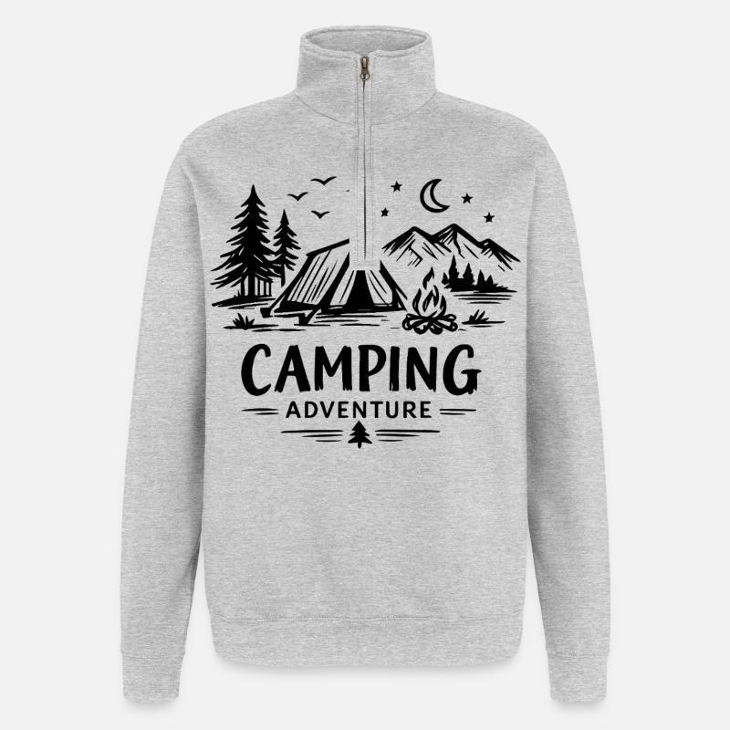 Camping Aventure - Sweat à zip 1/4 - gris chiné