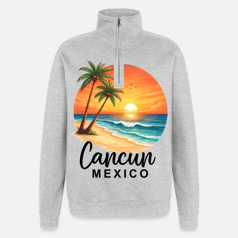 Cancun Mexico - Quarter-Zip-Sweatshirt - Grau meliert
