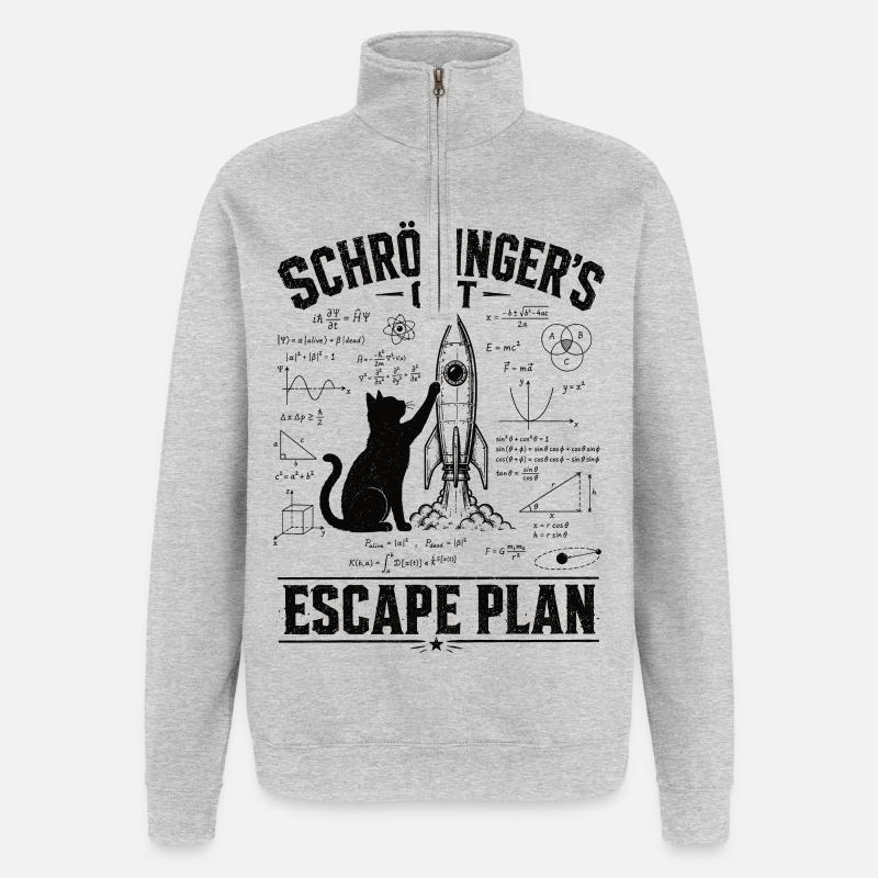 Chemise Schrödinger Chat Escape Plan - Sweat à zip 1/4 - gris chiné