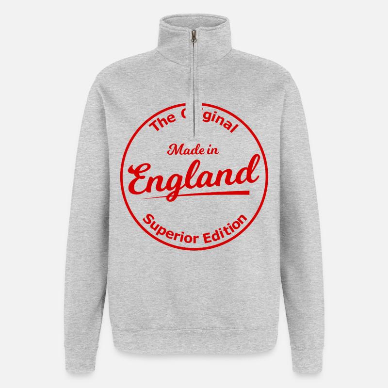 Rouge Original Stamp England - Sweat à zip 1/4 - gris chiné