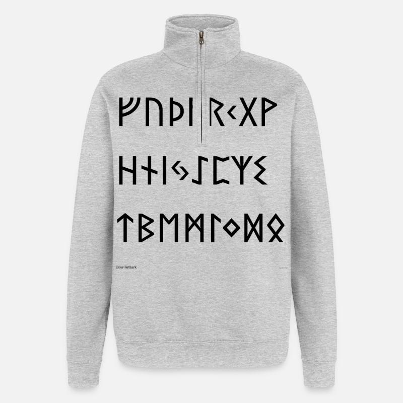 Elder Futhark (black) - Quarter-Zip Sweatshirt - heather grey