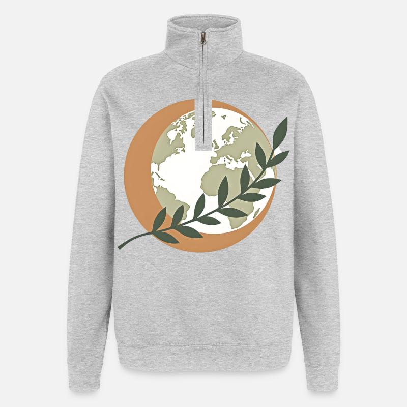 Globe de la Paix Verte - Sweat à zip 1/4 - gris chiné