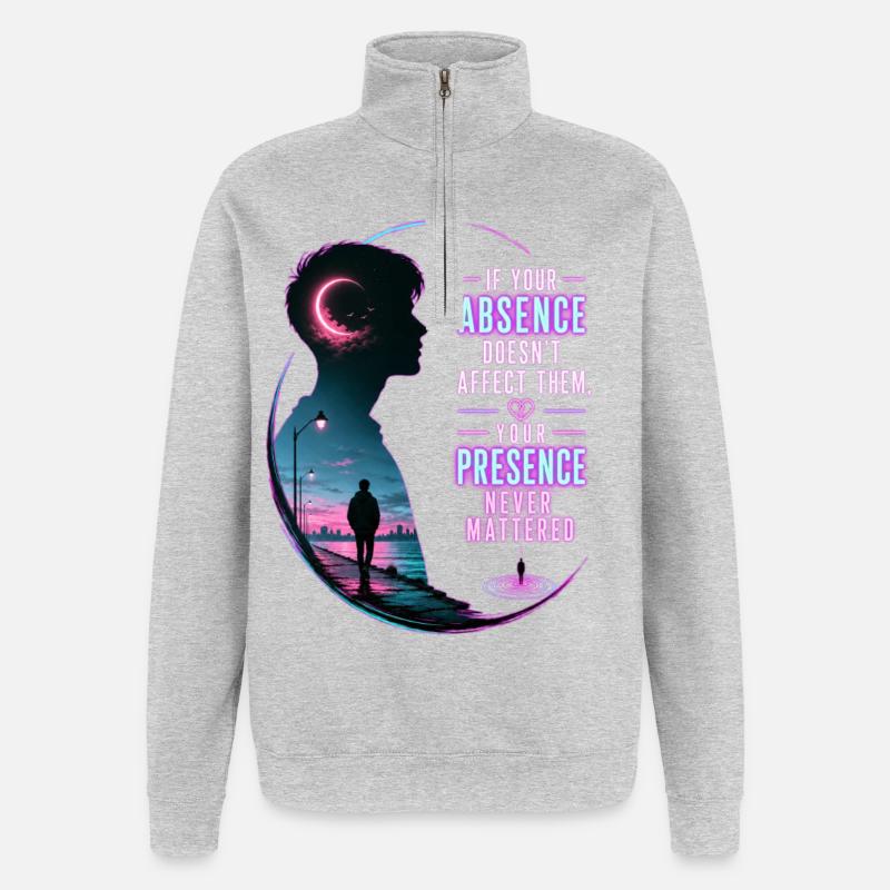 Absence Néon : Présence Élevée - Sweat à zip 1/4 - gris chiné