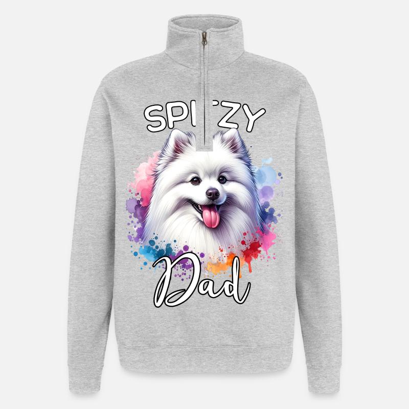 Spitz Papa - Sweat à zip 1/4 - gris chiné