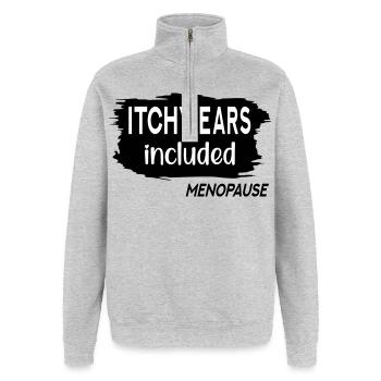 Juckende Ohren in den Wechseljahren - Quarter-Zip-Sweatshirt - Grau meliert - Vorne - AI Model Female 172 light (172cm) & AI Model Male 178 dark (178cm)