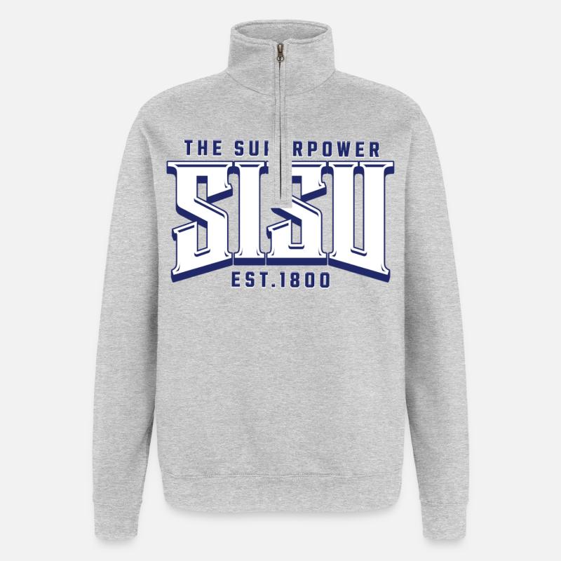 Impression du logo Content Superpower - Sweat à zip 1/4 - gris chiné