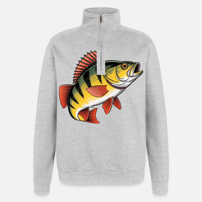 Jumping Perch - Quarter-Zip Sweatshirt - heather grey