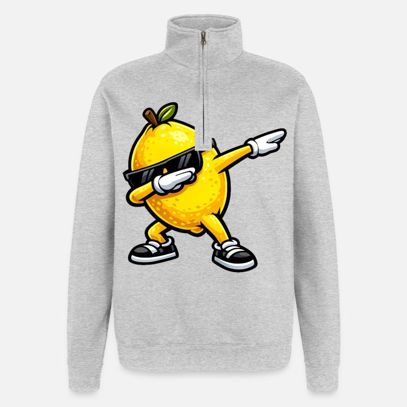 Dabbing Lemon - Quarter-Zip Sweatshirt - heather grey
