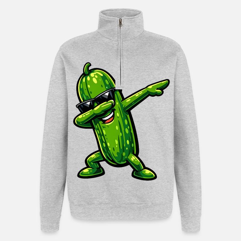Tamponnement du concombre - Sweat à zip 1/4 - gris chiné