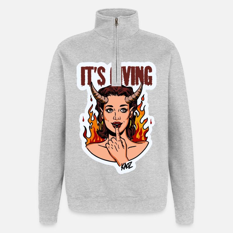 Devilish Diva Flame - Quarter-Zip Sweatshirt - heather grey
