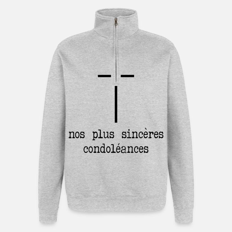 Départ Condoléances - Sweat à zip 1/4 - gris chiné