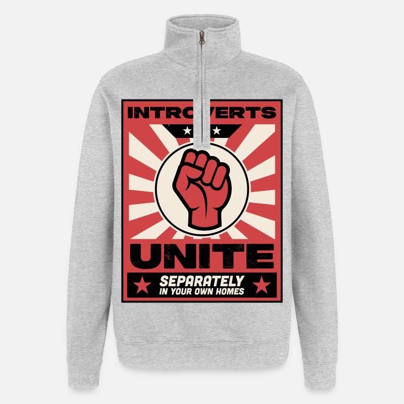 Introverts unite - Quarter-Zip Sweatshirt - heather grey