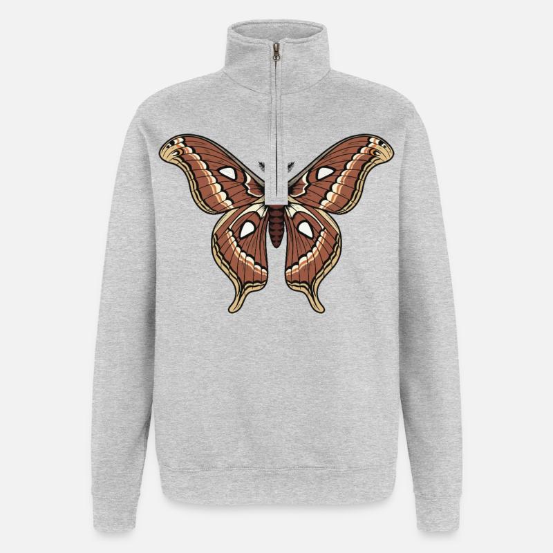 Butterfly Polyphemus Moth Saturnie Wing Tattoo - Quarter-Zip Sweatshirt - heather grey