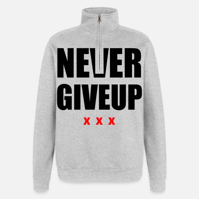 Ne jamais abandonner le noir/rouge - Sweat à zip 1/4 - gris chiné