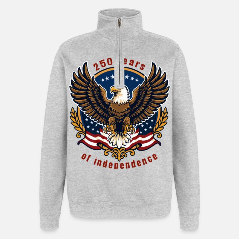 Aigle de la Liberté 250 ans - Sweat à zip 1/4 - gris chiné