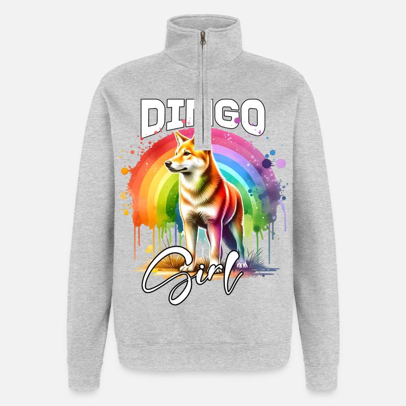 Dingo Mädchen Australischer Wildhund - Quarter-Zip-Sweatshirt - Grau meliert