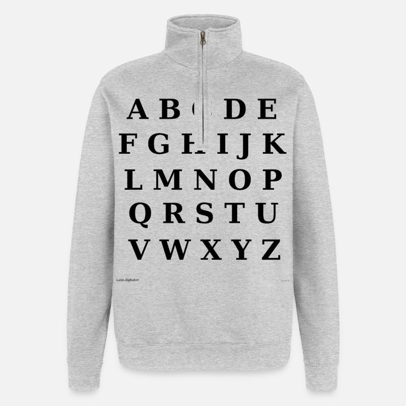 Latin Alphabet (black) - Quarter-Zip Sweatshirt - heather grey