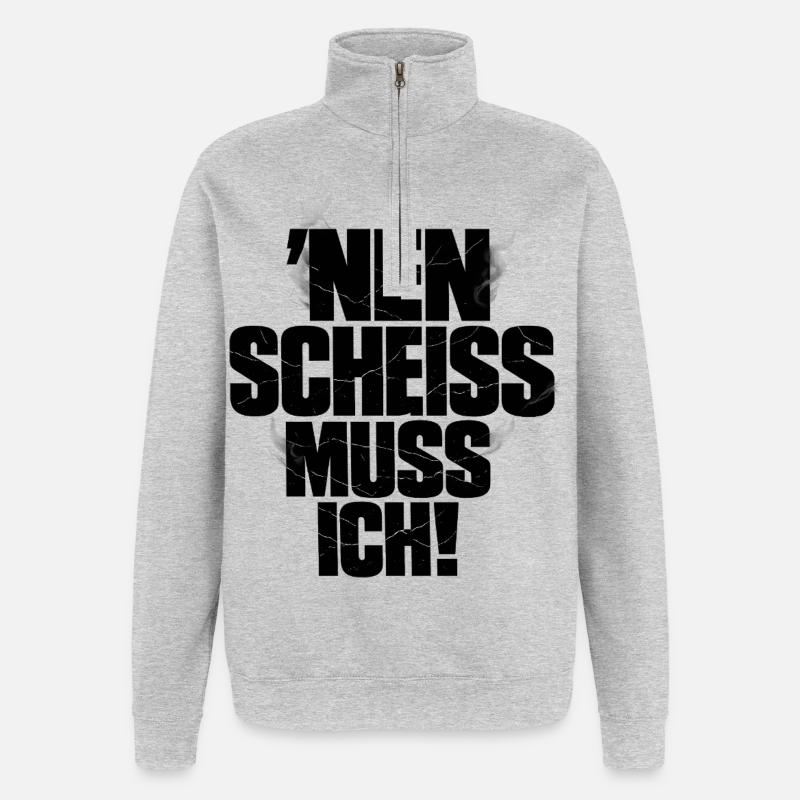 Nen Scheiss Muss Ich - Quarter-Zip-Sweatshirt - Grau meliert