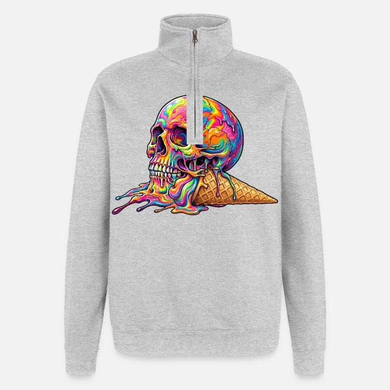Cream Skull - Quarter-Zip-Sweatshirt - Grau meliert