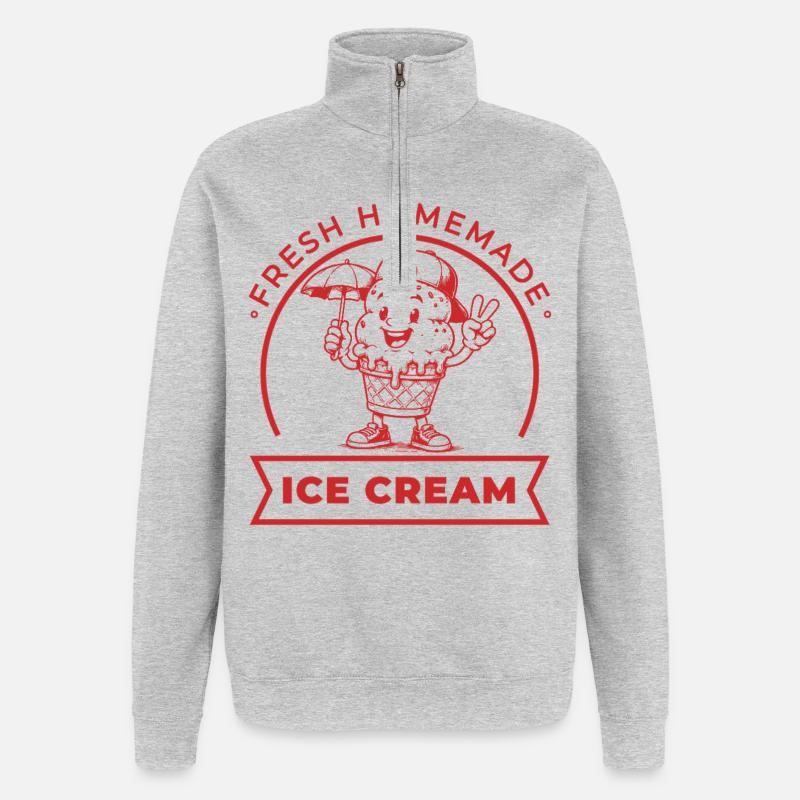 Fresh Homemade mit Schirm und Cap - Quarter-Zip-Sweatshirt - Grau meliert