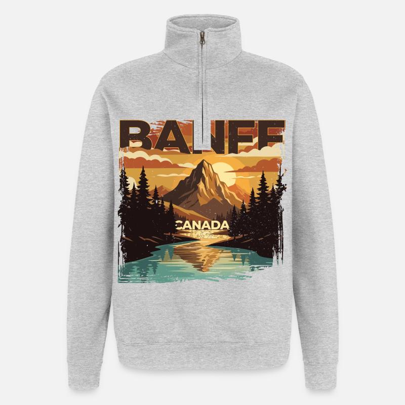 Banff Canada Nationalpark - Quarter-Zip-Sweatshirt - Grau meliert