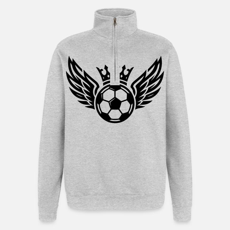 Fussball Wappen Krone Symbol - Quarter-Zip-Sweatshirt - Grau meliert