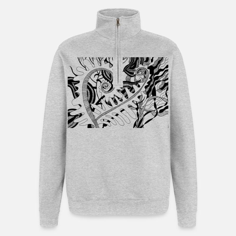 Fougère - Sweat à zip 1/4 - gris chiné