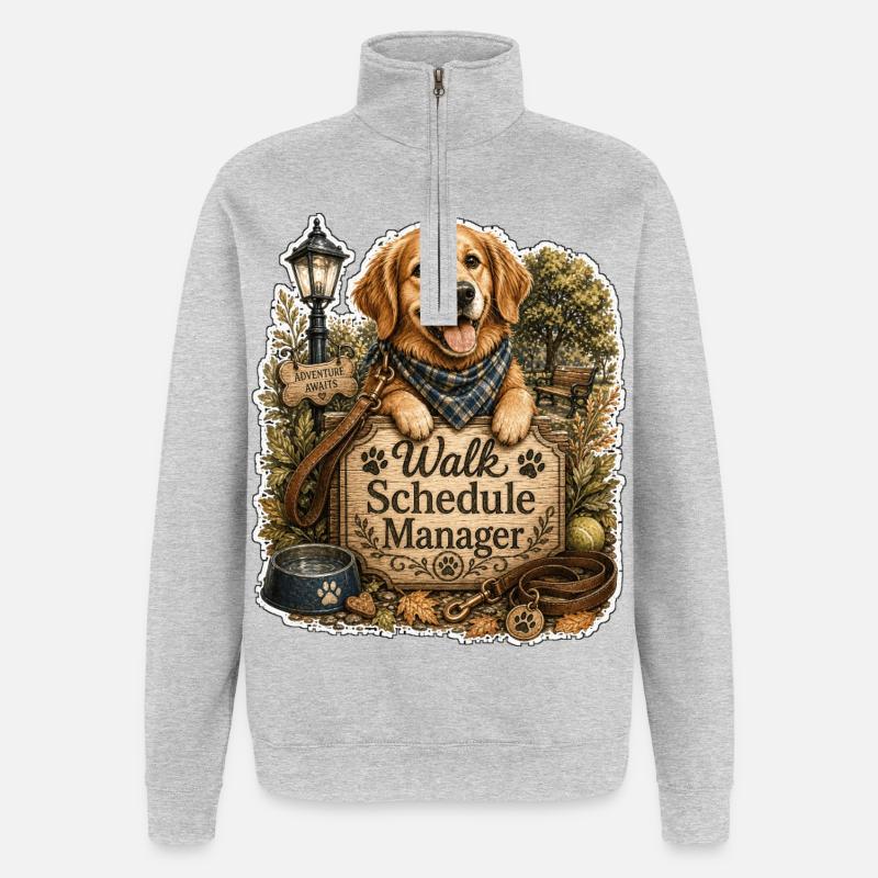 Walk Schedule Manager Dog - Quarter-Zip Sweatshirt - heather grey