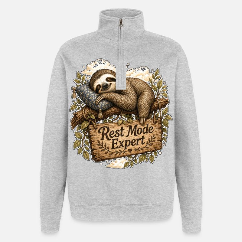 Rest Mode Expert Sloth - Quarter-Zip Sweatshirt - heather grey