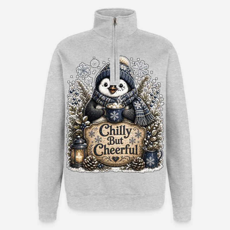 Chilly But Cheerful - Quarter-Zip-Sweatshirt - Grau meliert