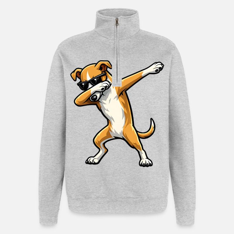 Dabbing Galgo Español - Quarter-Zip-Sweatshirt - Grau meliert