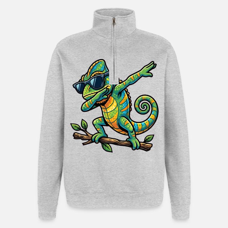Dabbing Chamäleon - Quarter-Zip-Sweatshirt - Grau meliert