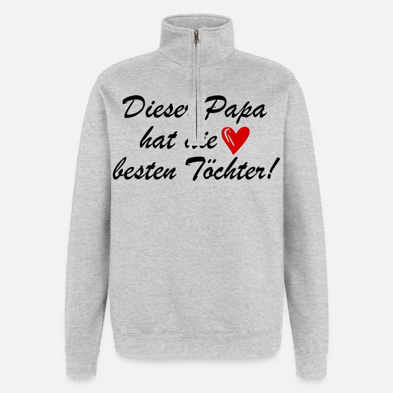 Lustiger Spruch Papa Töchter - Quarter-Zip-Sweatshirt - Grau meliert