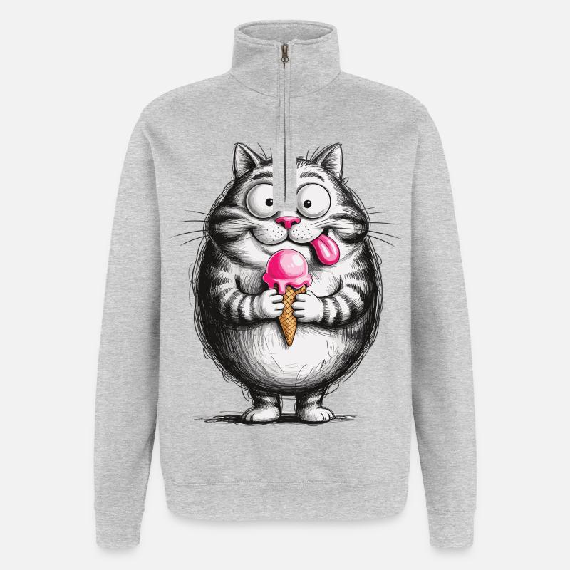 T-shirt Chat à la glace - Sweat à zip 1/4 - gris chiné
