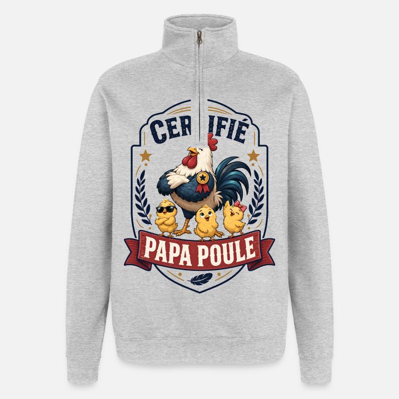 Certified Daddy Hen - Quarter-Zip Sweatshirt - heather grey