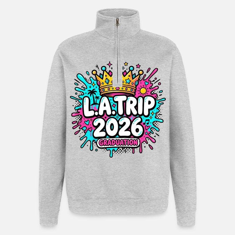 Voyage à LA 2026 - Sweat à zip 1/4 - gris chiné