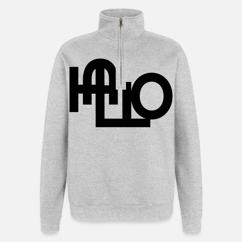 Bonjour, bienvenue - Sweat à zip 1/4 - gris chiné