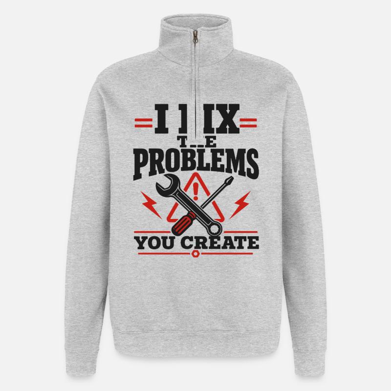 I Fix The Problems - Quarter-Zip-Sweatshirt - Grau meliert