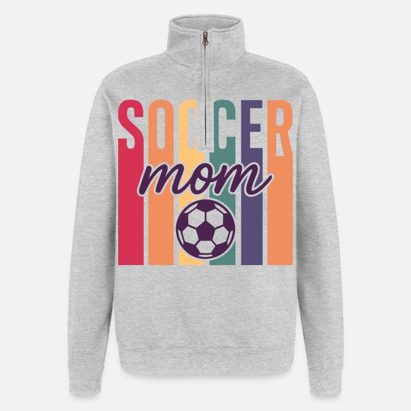 Fußball Mutter - Quarter-Zip-Sweatshirt - Grau meliert