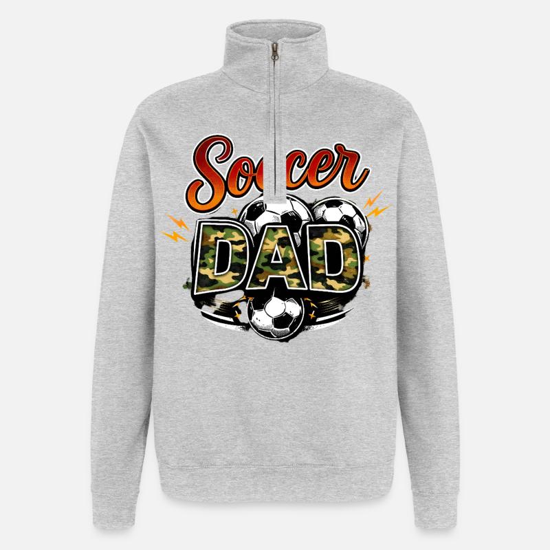 Papa footballeur - Sweat à zip 1/4 - gris chiné