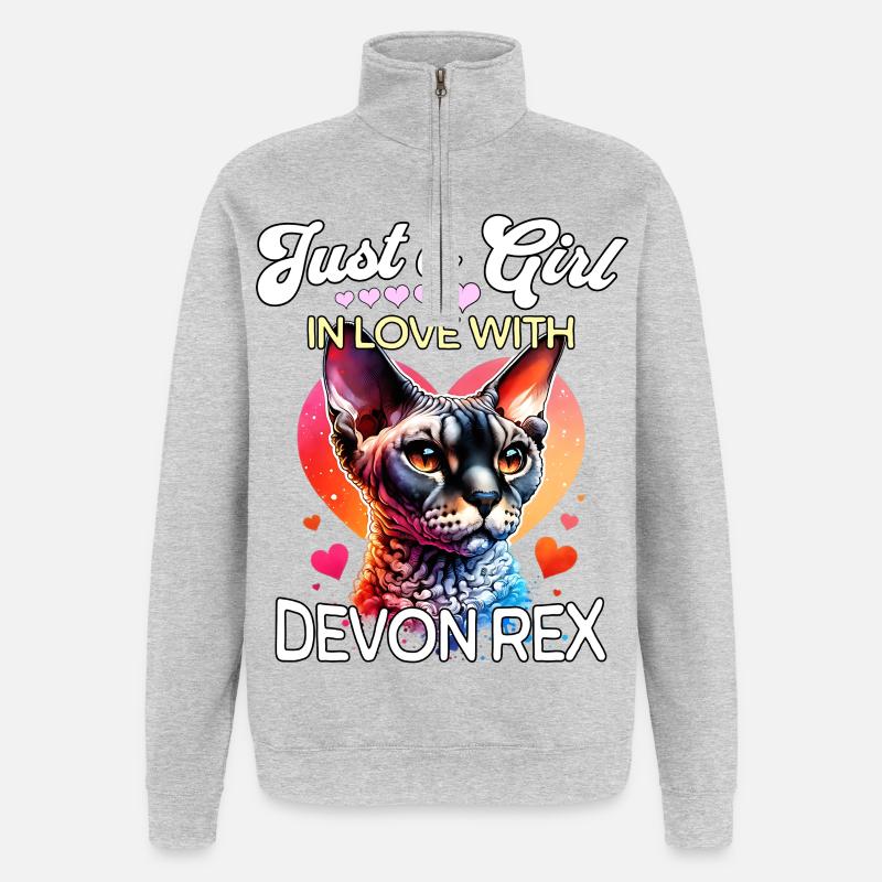 Devon Rex Girl - Quarter-Zip Sweatshirt - heather grey